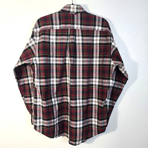 Vintage Tommy Hilfiger Shirt Men's M Red Plaid Button Up Preppy Academia Crest - Picture 2 of 11
